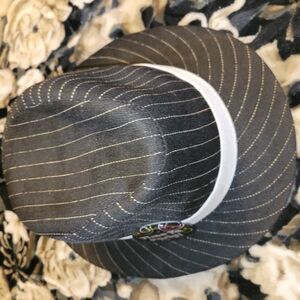 Black and White Pinstripe Baseball Cap